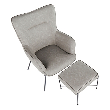Izzy Chair and Ottoman Set in Black and Grey. View a larger version of this product image.