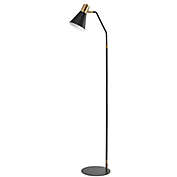 JONATHAN Y Apollo LED Task Floor Lamp in Black with Metal Shade