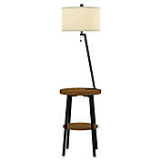 Lavish Home Mid-Century Floor Lamp Table in Brown/Black