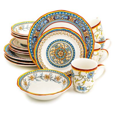 Euro Ceramica Duomo 16-Piece Dinnerware Set in Blue/Yellow