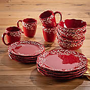 American Atelier Bianca Mistletoe 16-Piece Dinnerware Set in Red/White