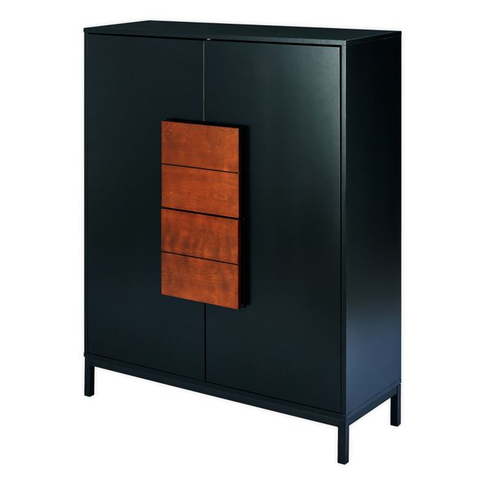 Southern Enterprises C Hernz Double Door Accent Storage Cabinet In Black And Dark Tobacco