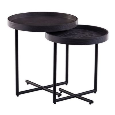Southern Enterprises Shandon 2Piece Round Nesting Accent Table Set in