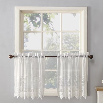 39x20inch Lace Kitchen Half Curtain,Partition Curtain Voile Coffee Curtain,American White Pastoral Wavy Short Curtain Washable Width X Height White 100x50cm