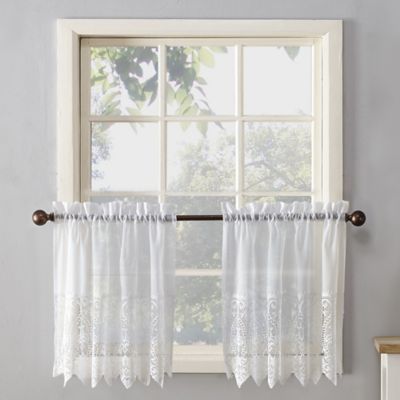 WHITE LACE CURTAINS cafe tiers 56wX11" 