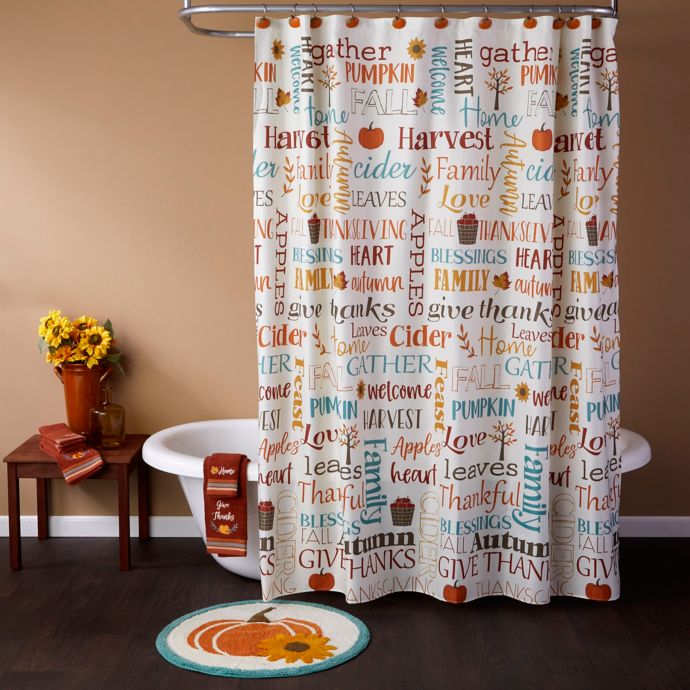 Skl Home Harvest Words Shower Curtain And Hook Set Bed Bath Beyond