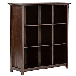 Simpli Home Acadian Solid Wood 9 Cube Bookcase and Storage Unit in Brunette Brown