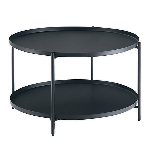Simpli Home Monet Metal Coffee Table In, Steel Tray Top Coffee Table