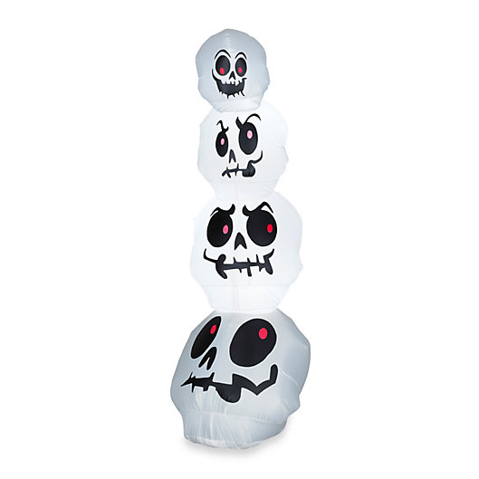 Alternate image 1 for Inflatable Outdoor 8-Foot White Skulls Stack