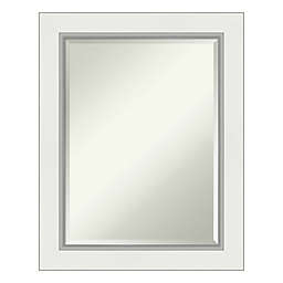 Amanti Art Eva 23-Inch x 29-Inch Framed Bathroom Vanity Mirror in White/Silver