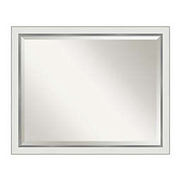 Amanti Art Eva 31-Inch x 25-Inch Narrow Framed Bathroom Vanity Mirror in White/Silver