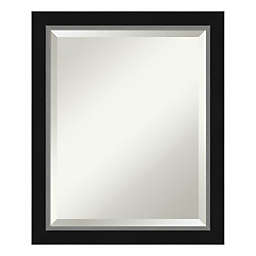 Amanti Art Eva 19-Inch x 23-Inch Narrow Framed Bathroom Vanity Mirror in Black/Silver