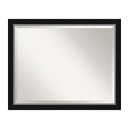 Amanti Art Eva 31-Inch x 25-Inch Narrow Framed Bathroom Vanity Mirror in Black/Silver