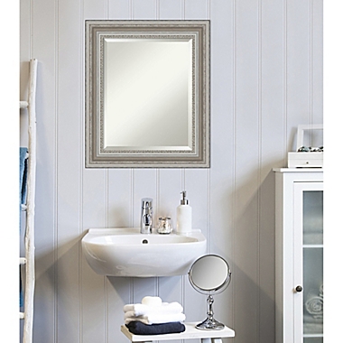 Amanti Art Parlor 22-Inch x 26-Inch Framed Bathroom Vanity Mirror in Nickel/Silver. View a larger version of this product image.