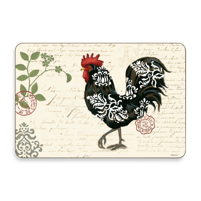 Jason Damask Roosters Multi View Hardboard Cork Backed Placemats