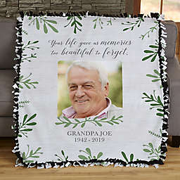 Botanical Memorial Personalized 50-Inch x 60-Inch Tie Photo Blanket