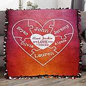 We Love You To Pieces Personalized 50-Inch x 60-Inch Tie Blanket