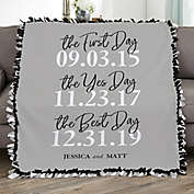 Best Day Ever Personalized 50-Inch x 60-Inch Tie Wedding Blanket