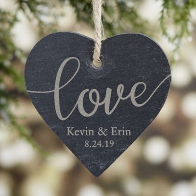 Engraved Love Slate Couple Ornament