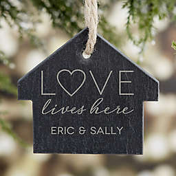 Love Lives Here Engraved Slate Ornament