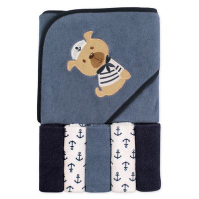 Luvable Friends&reg; 6-Piece Hooded Towel and Washcloths Set