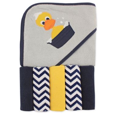 Luvable Friends&reg; 6-Piece Hooded Towel and Washcloths Set in Yellow Ducks. View a larger version of this product image.