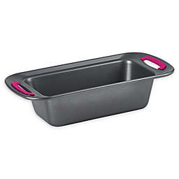 Trudeau Nonstick 4.5-Inch x 8.5-Inch Carbon Steel Loaf Pan in Grey/Fuchsia