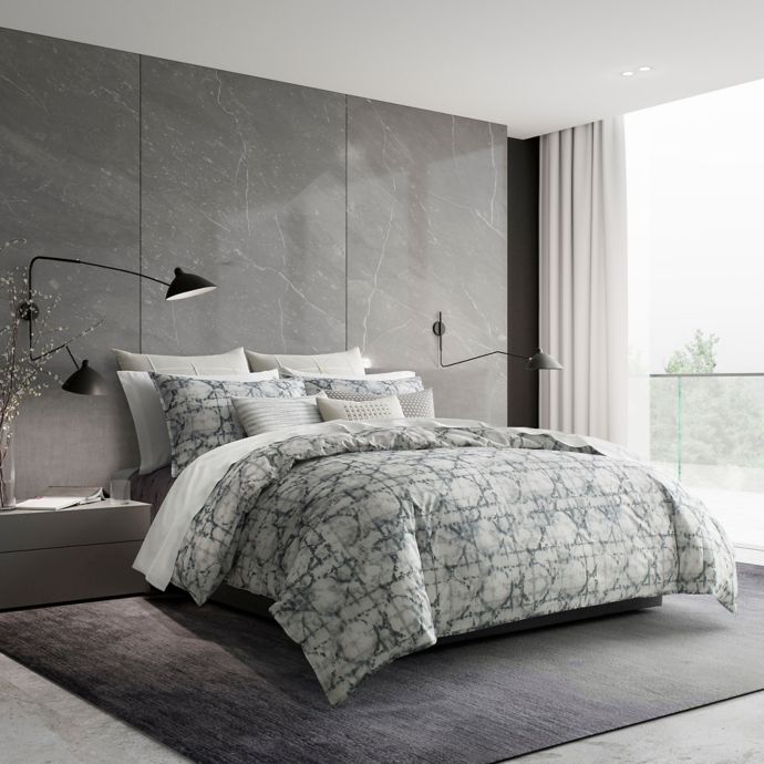 Vera Wang Layered Geometric Duvet Cover In Grey Bed Bath Beyond