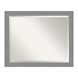 Amanti Art Brushed Nickel 32-Inch x 26-Inch Framed Bathroom Vanity Mirror in Nickel/Silver