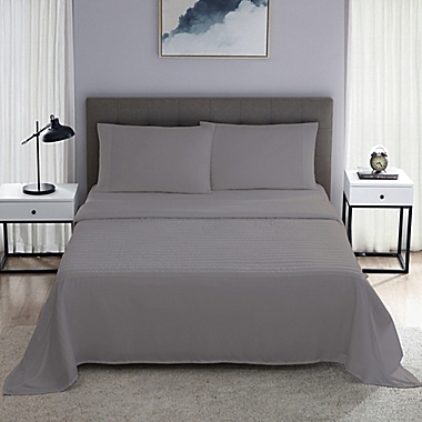 Therapedic&reg; Rayon Made From Bamboo 300-Thread-Count 6.5 lb. Weighted King Sheet Set in Grey. View a larger version of this product image.