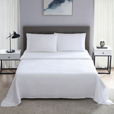 Therapedic&reg; Rayon Made From Bamboo 300-Thread-Count 3.5 lb. Weighted Twin Sheet Set in White. View a larger version of this product image.