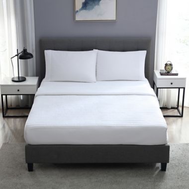 Therapedic&reg; Rayon Made From Bamboo 300-Thread-Count 3.5 lb. Weighted Twin Sheet Set in White. View a larger version of this product image.