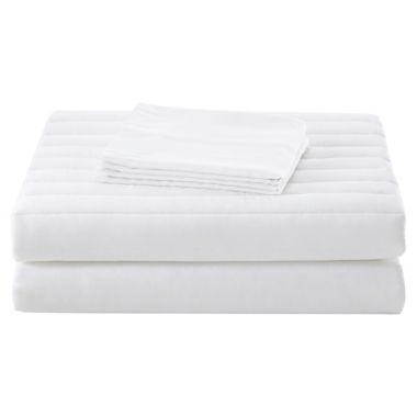 Therapedic&reg; Rayon Made From Bamboo 300-Thread-Count 3.5 lb. Weighted Twin Sheet Set in White. View a larger version of this product image.