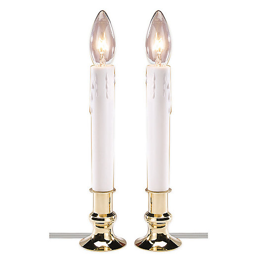 Alternate image 1 for Electric Candle Lamps in Brass (Set of 2)
