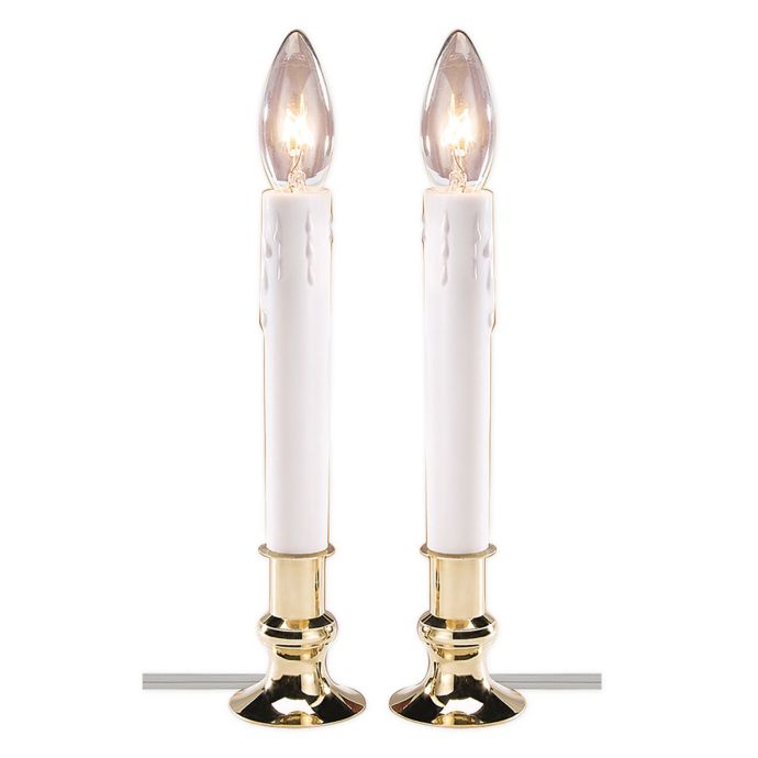 Electric Candle Lamps In Brass Set Of 2 Bed Bath Beyond