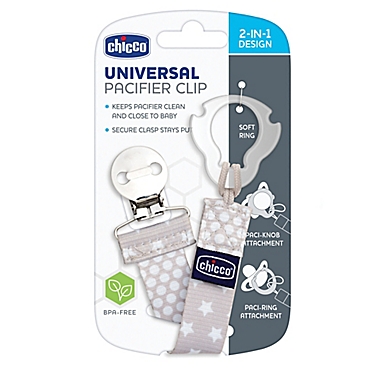Universal Two in One Pacifier Clip/Holder in Grey. View a larger version of this product image.