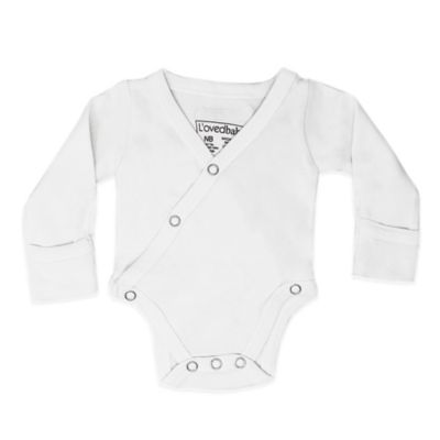 L&#39;ovedbaby&reg; Preemie/Newborn Kimono Organic Cotton Long Sleeve Bodysuit in White