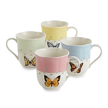 Set of 4 Lenox Butterfly Meadow Flutter Mugs 