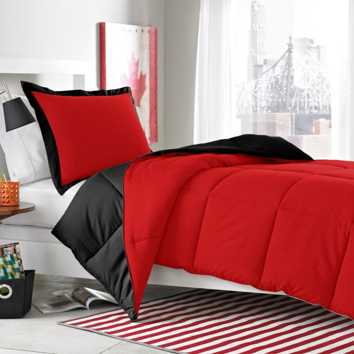 Micro Splendor Red Black Reversible Comforter Set Bed Bath Beyond