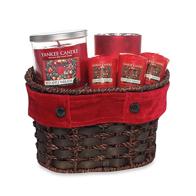 Yankee Candle® Red Apple Wreath Velvet Ribbon Basket Gift