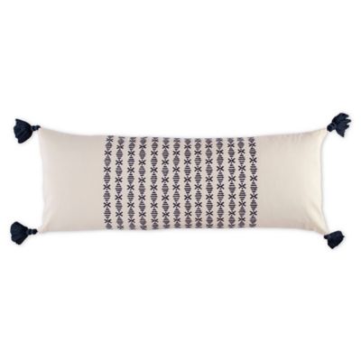 navy and white lumbar pillow