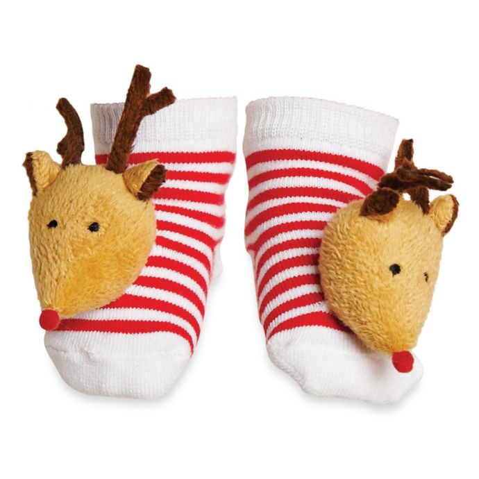 Mud Pie® Reindeer Christmas Rattle Toe Socks | buybuy BABY