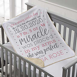 Baby Story Personalized 30-Inch x 40-Inch Baby Sherpa Blanket