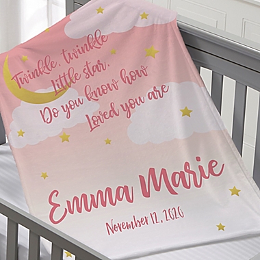 Over The Moon Personalized 30-Inch x 40-Inch Fleece Baby Blanket. View a larger version of this product image.
