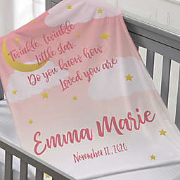Over The Moon Personalized 30-Inch x 40-Inch Fleece Baby Blanket