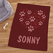 Paws On My Heart Personalized 30-Inch x 40-Inch Fleece Blanket