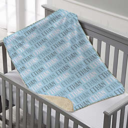 Modern Boy Name Personalized 30-Inch x 40-Inch Sherpa Baby Blanket