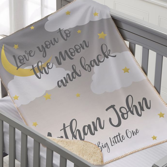 Over The Moon Personalized 30 Inch X 40 Inch Sherpa Baby Blanket Bed Bath Beyond