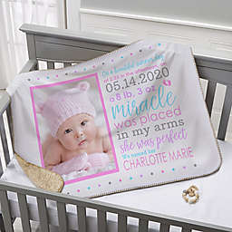 Baby Girl's Story Personalized 30-Inch x 40-Inch Photo Sherpa Blanket