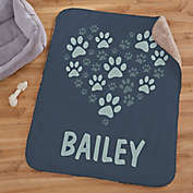 Paws On My Heart Personalized 30-Inch x 40-Inch Sherpa Blanket